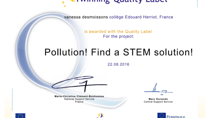Label qualité eTwinning pour le projet ERASMUS+